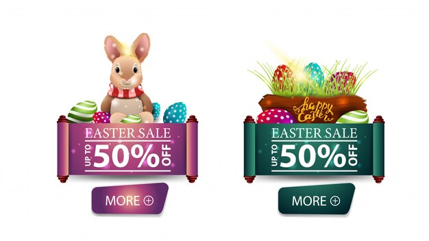 Vector two modern easter sale banners with buttons