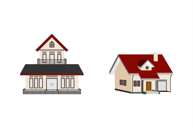 Two Modern industrial house illustration property vector