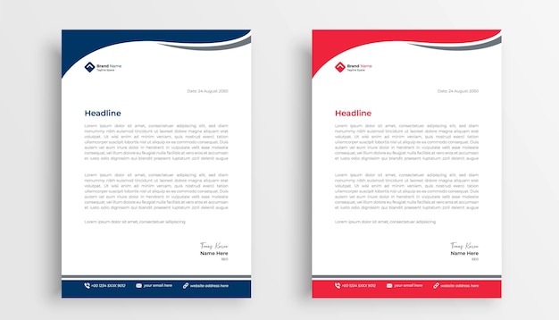 Two modern and professional business identity letterhead templates