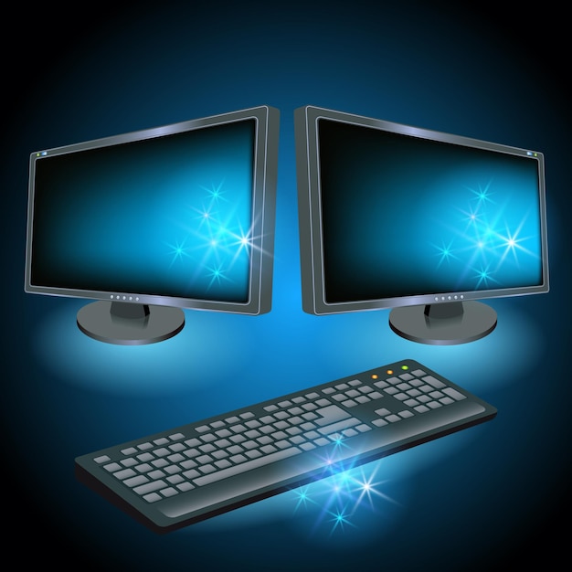 Two monitors and keyboard