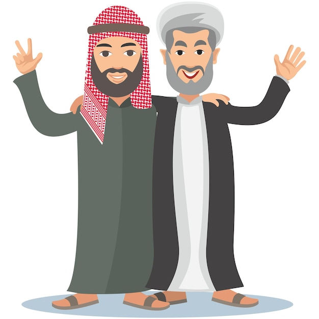 Vector two muslim cartoon flat