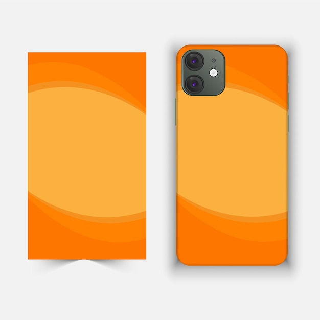 Vector two orange and silver cell phones with one showing the back cover open