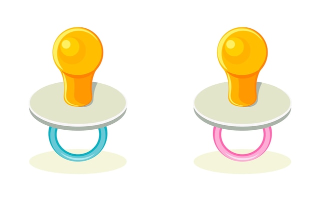 Two pacifier options for newborn boys and girls. vector design element in flat style.