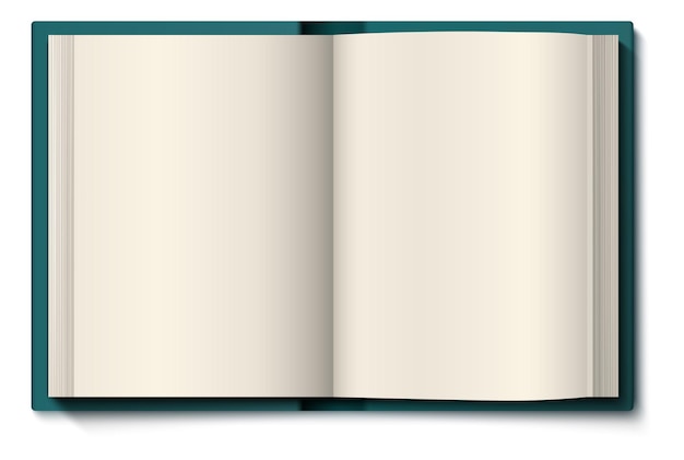 Vector two page spread mockup realistic open book top view isolated on white background