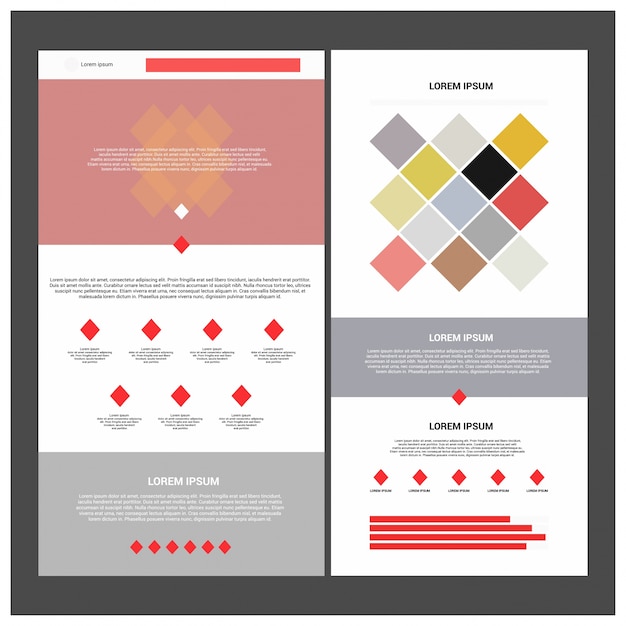 Two page website template and different header designs.