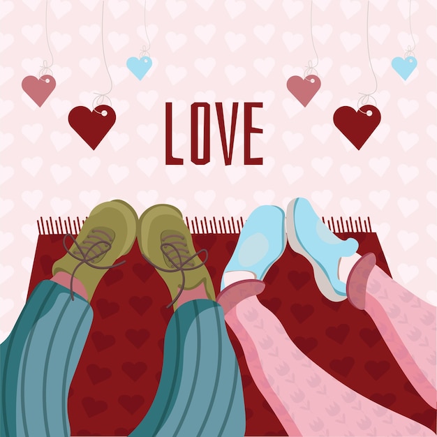 Two pairs of legs love hearts