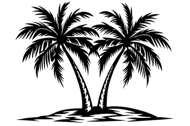 벡터 two palm trees are standing on a white background