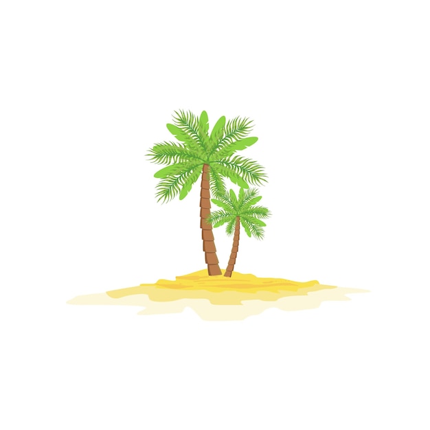 Vettore due palme in piedi sulla spiaggia di sabbia