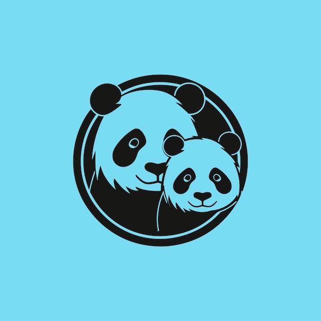 Две головы панды увеличены в круглом черном