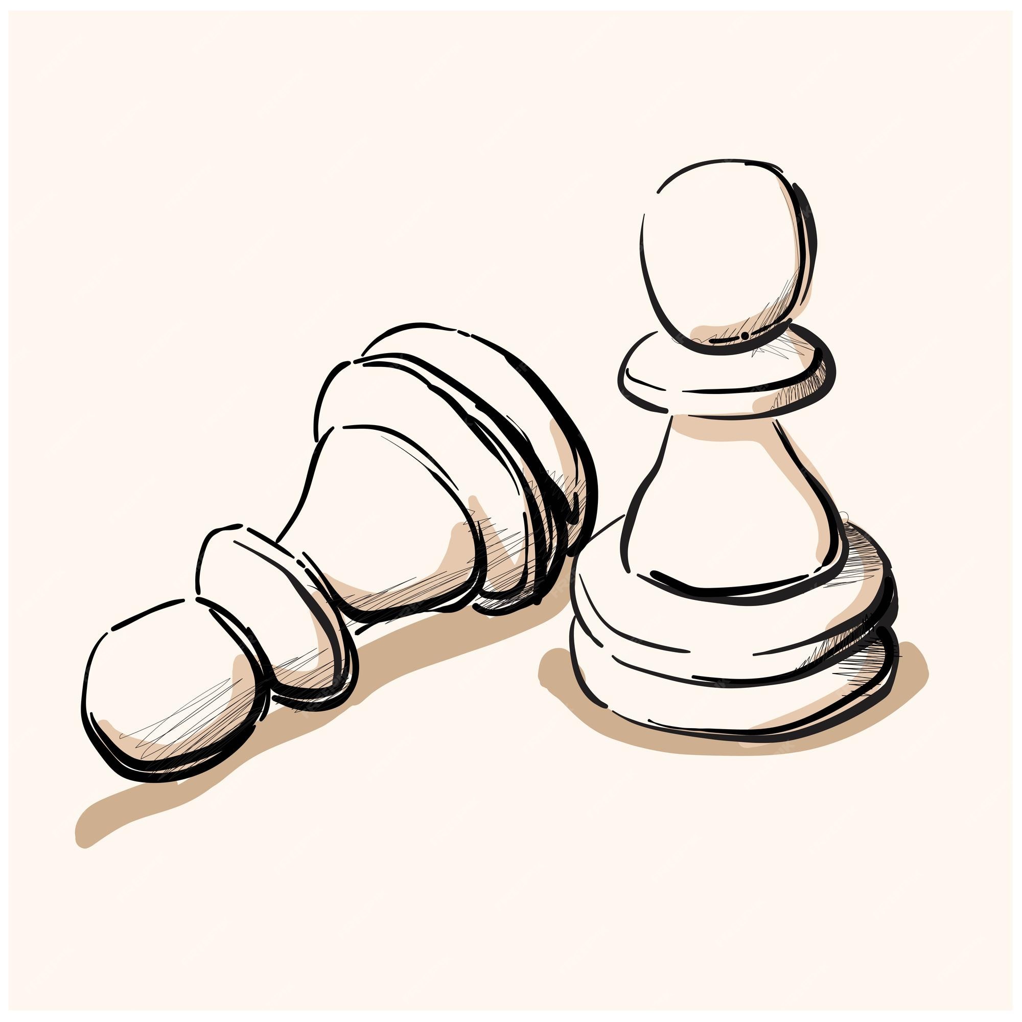 Premium Vector  Two pawns are chess pieces sketch lies and stands vector  handdrawn illustration