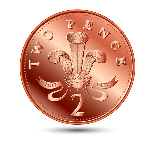 Vector two pence coin isolated on a white background vector illustration