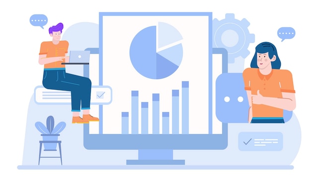 two people are talking about business increase with graphs and charts