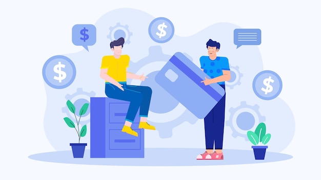 Two people are talking about business payment