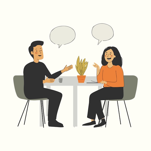 オフィスの環境で会話している2人の人 Fully Vector