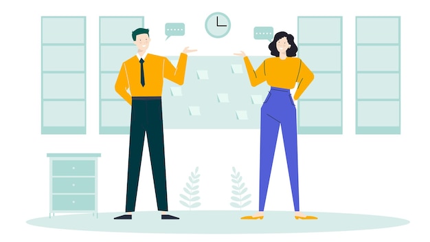 Two people is talking about business