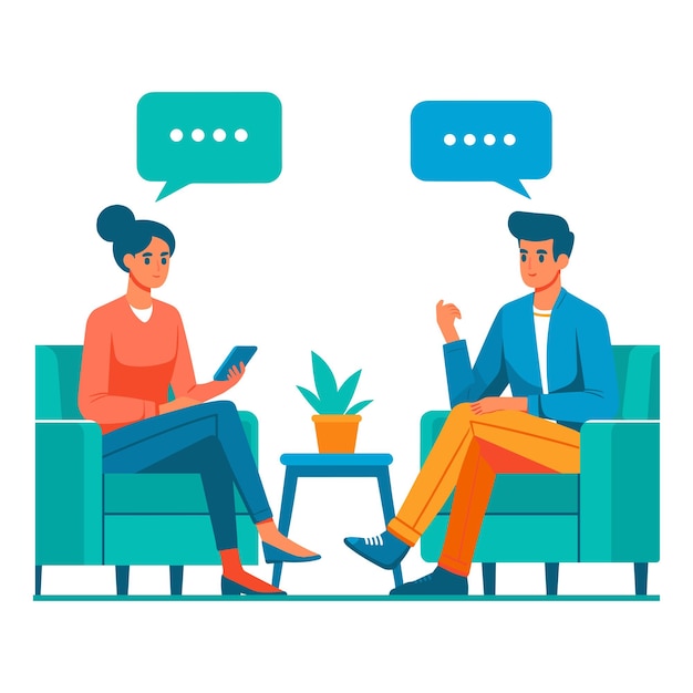 Vector two people talking stock illustration