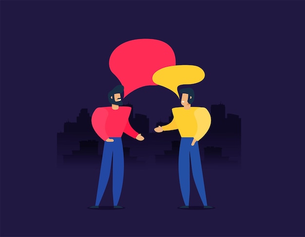 Vector two people talking vector flat illustration