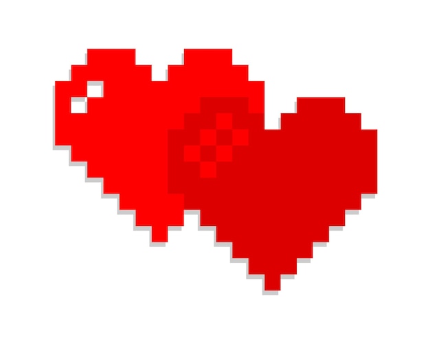 Two pixelated red heart symbol