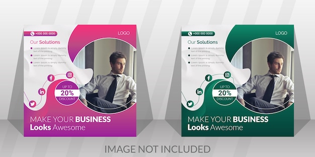 Two posters for a business brand corporate social media post for Facebook Instagram twitter more