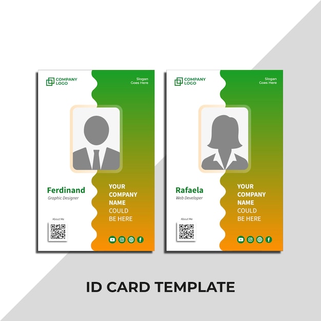 Two posters for a company called id card template