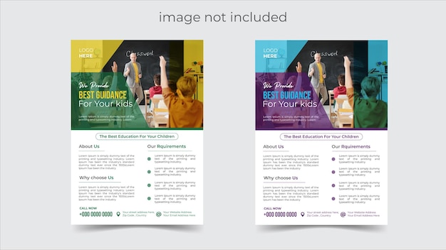 two posters for a school that say'the best education'on it