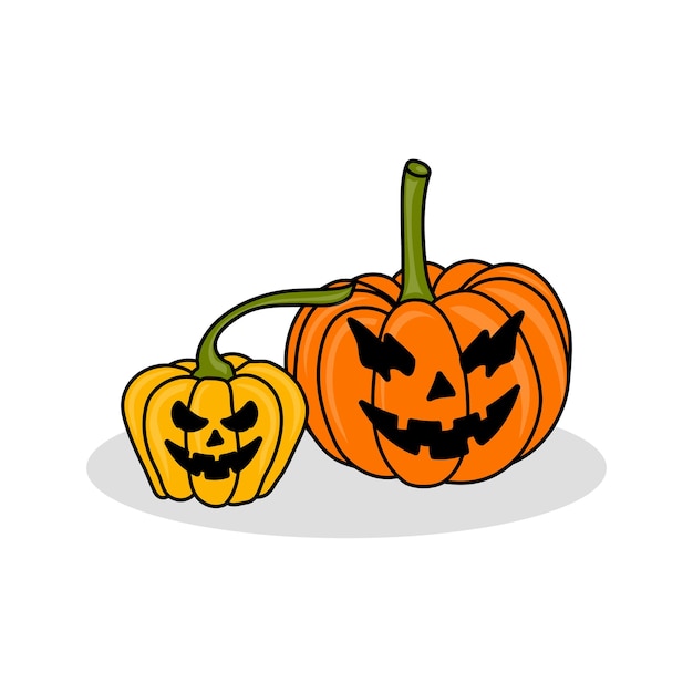 Two pumpkins Halloween vector design