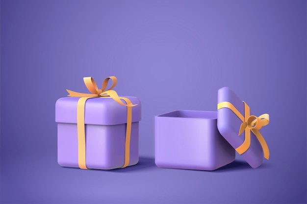 Two purple gift boxes