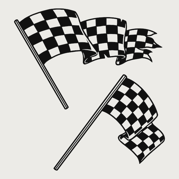 Vector two racing checkered flags isolated on white