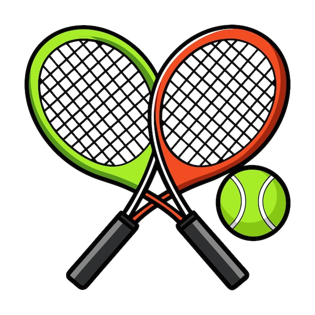 Two racket tennis ball clip art and Vector Design With a White Background | Premium AI-generated vector