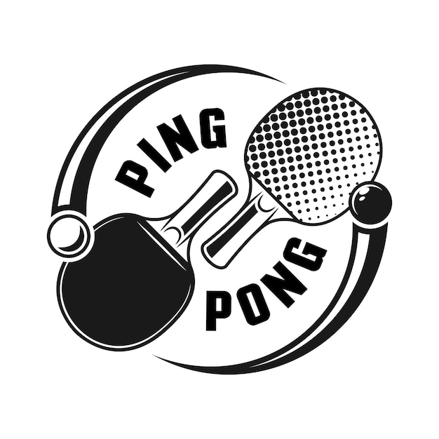 Две ракетки для пинг-понга или настольного тенниса векторный логотип концепции, изолированные на белом фоне