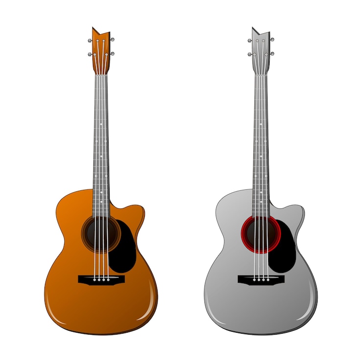 Vector two realistic guitars on isolated background, vector illustration