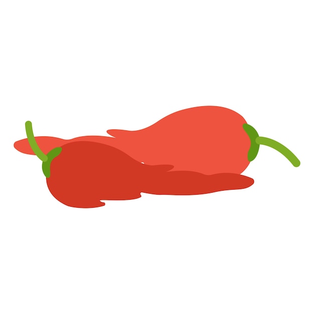 Two red chili peppers vector drawing flat design illustration
