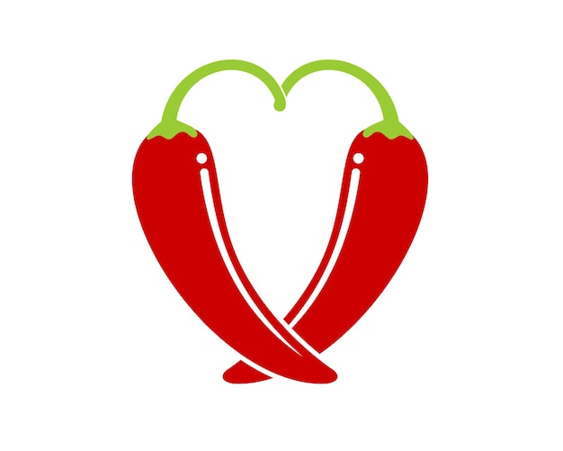 Two red chilli forming a love shape