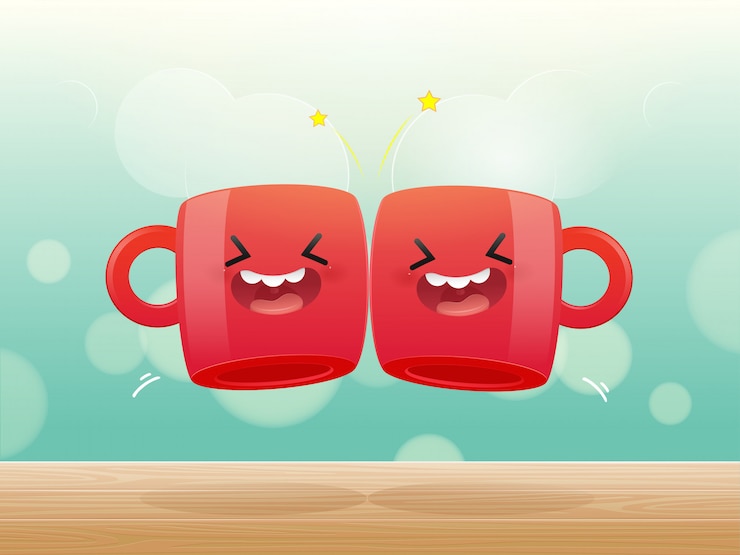 वेक्टर two red cups of drink clicking