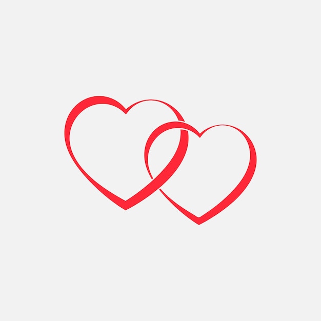 Two red hearts vector connected together