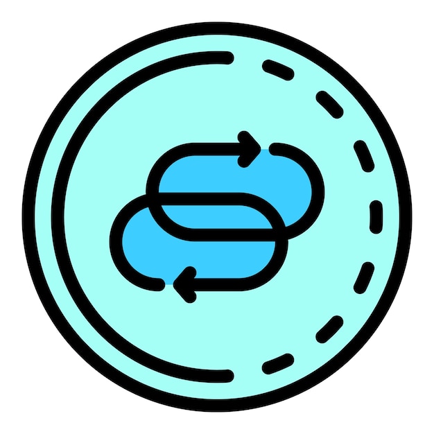 Vector two refresh signs in a circle icon outline two refresh signs in a circle vector icon color flat isolated