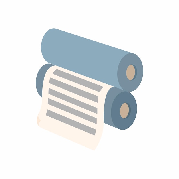 Vector two rollers with a paper between them icon in cartoon style on a white background