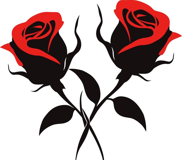 two roses vector illustration on isolated background two roses for sticker and wall art