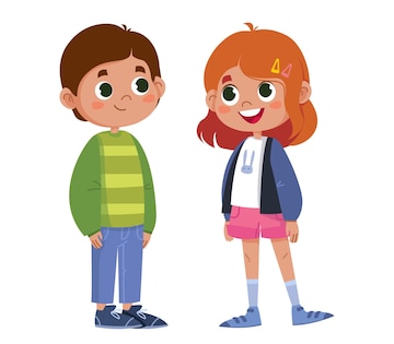 Premium Vector | Two school children talking vector fulllength characters  boy and girl kids illustration fun