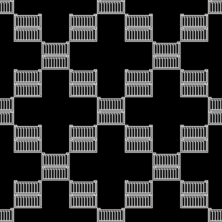 Vector two shipping containers outline seamless pattern vector transportation background