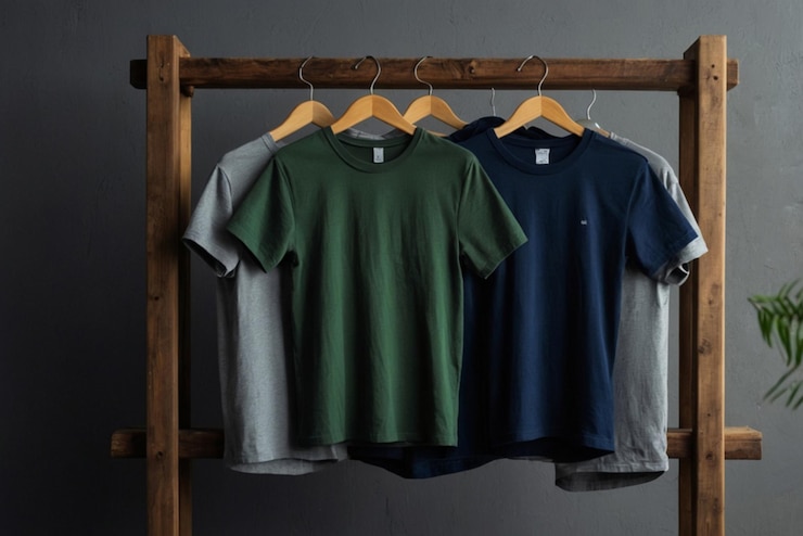 Vector two shirts hanging on a rack one with the number 1 on the right