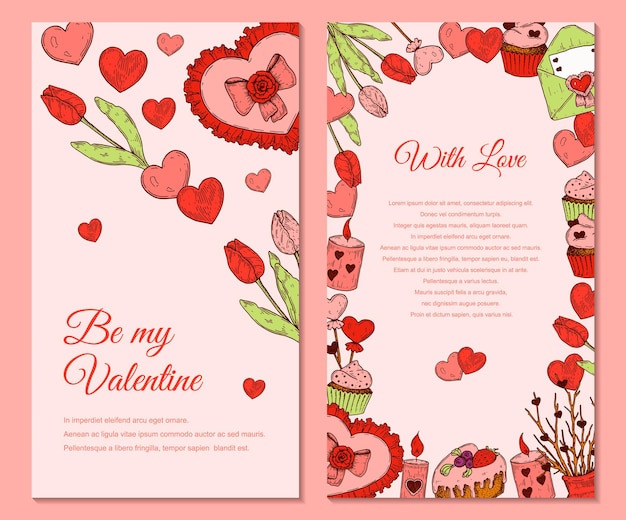 Two side valentines day vertical greeting card