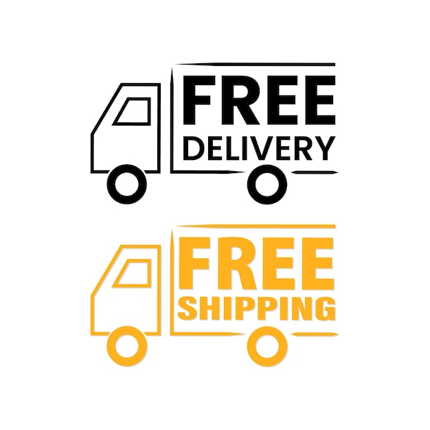Two signs for free delivery and the words free shipping.