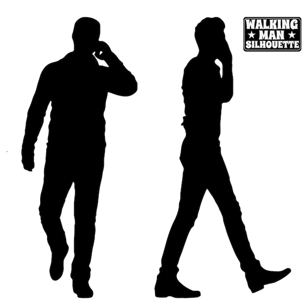 Two silhouettes of walking man silhouettes are shown.