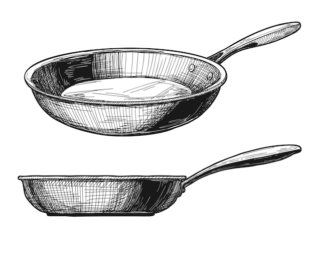 Two skillets isolated  .   illustration