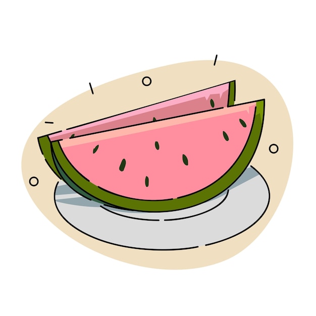 Two slices of watermelon very refreshing flat vector illustration