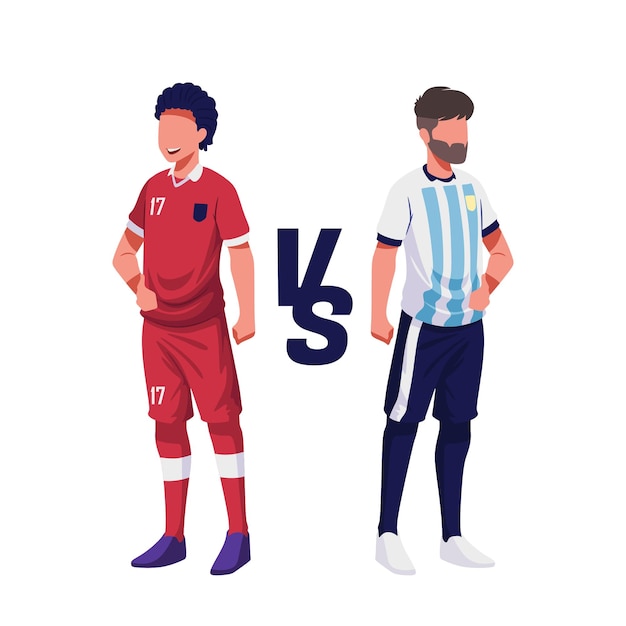 Vector two soccer players with the word argentina on the white background.