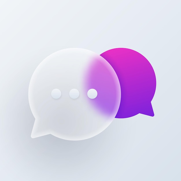 Two speech bubbles glassmorphism d icons