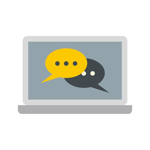 Vector two speech bubbles on a laptop icon in flat style on a white background