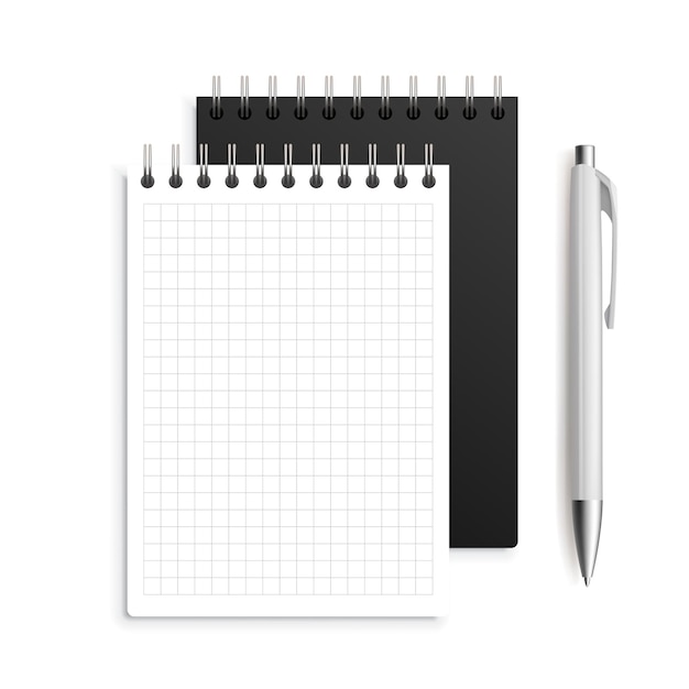 Two spiral notebook and white ballpoint Pen